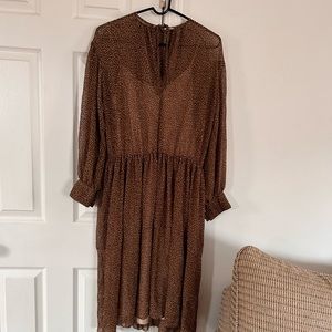 Vince women’s brown and white polka dot dress, size small